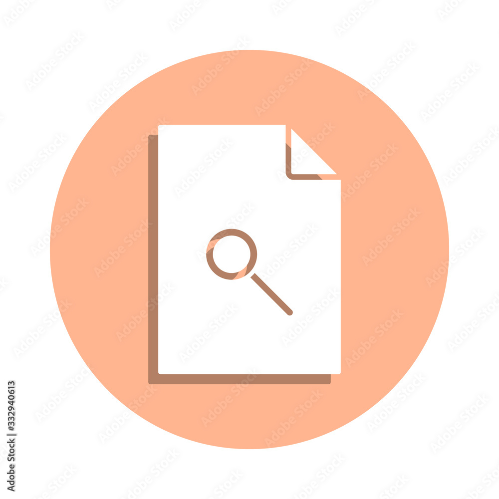 Poster magnifier on document badge icon. simple glyph, flat vector of file and documents icons for ui and u