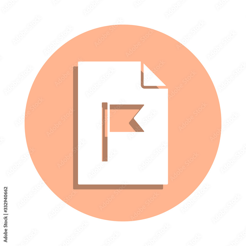 Poster flag on document badge icon. simple glyph, flat vector of file and documents icons for ui and ux, we