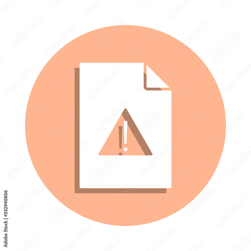 Poster exclamation point on document badge icon. simple glyph, flat vector of file and documents icons for 