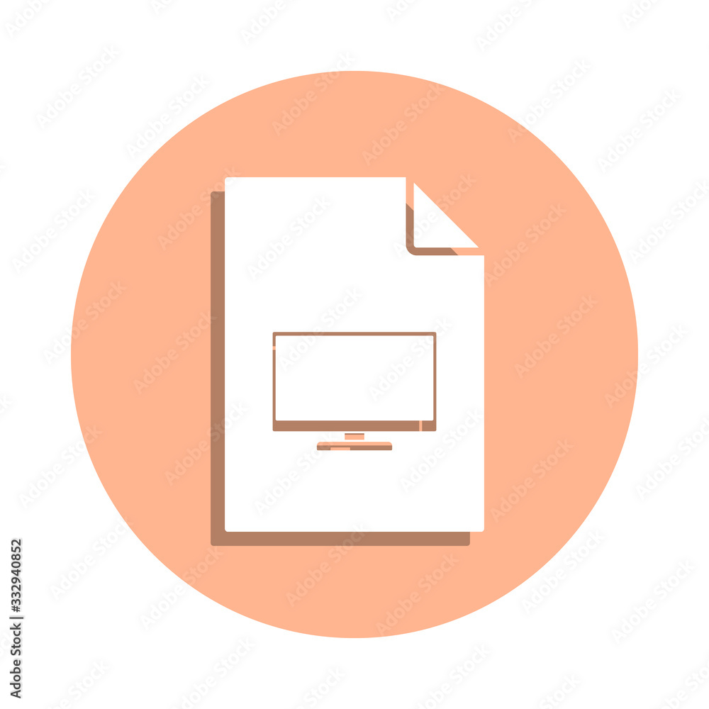 Poster a computer on document badge icon. simple glyph, flat vector of file and documents icons for ui and 