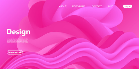 3d Pink Background. Landing Page. Fluid Shape.
