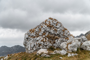 Breathtaking landscape of mountain ranges. Majestic stone hills. Background