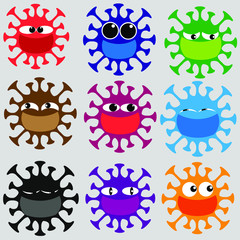 coronavirus different expression and color vector