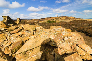 Vista from the opencast copper mine at Parys Mountain, Amlwch, Isle of Anglesey
