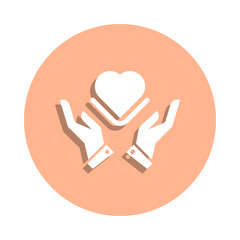Care, compassion, feelings, heart, love badge icon. Simple glyph, flat vector of peace and humanrights icons for ui and ux, website or mobile application