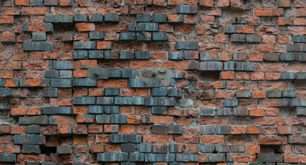 The old crumbling brick wall - texture background
