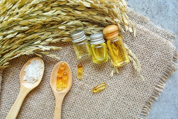 Rice bran oil capsules containing gamma oryzanol, concentrated 6 times more antioxidant than...