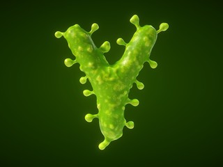 Fototapeta premium letter Y shaped virus or bacteria cell. 3D illustration,