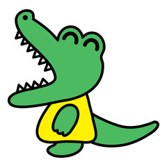 かわいい笑う子ワニのキャラクター