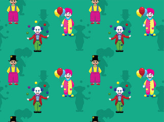 Obraz na płótnie Canvas Creepy Clowns Set Cartoon Vector Seamless Background Wallpaper 1-01