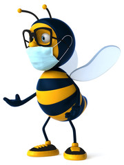 Plakat 3D Illustration of a cartoon bee with a mask