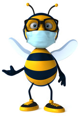 Fototapeta na wymiar 3D Illustration of a cartoon bee with a mask