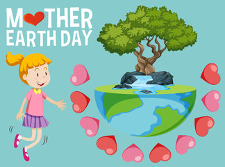 Poster design for mother earth day with happy girl