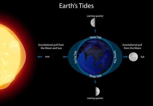 Diagram showing earth tides