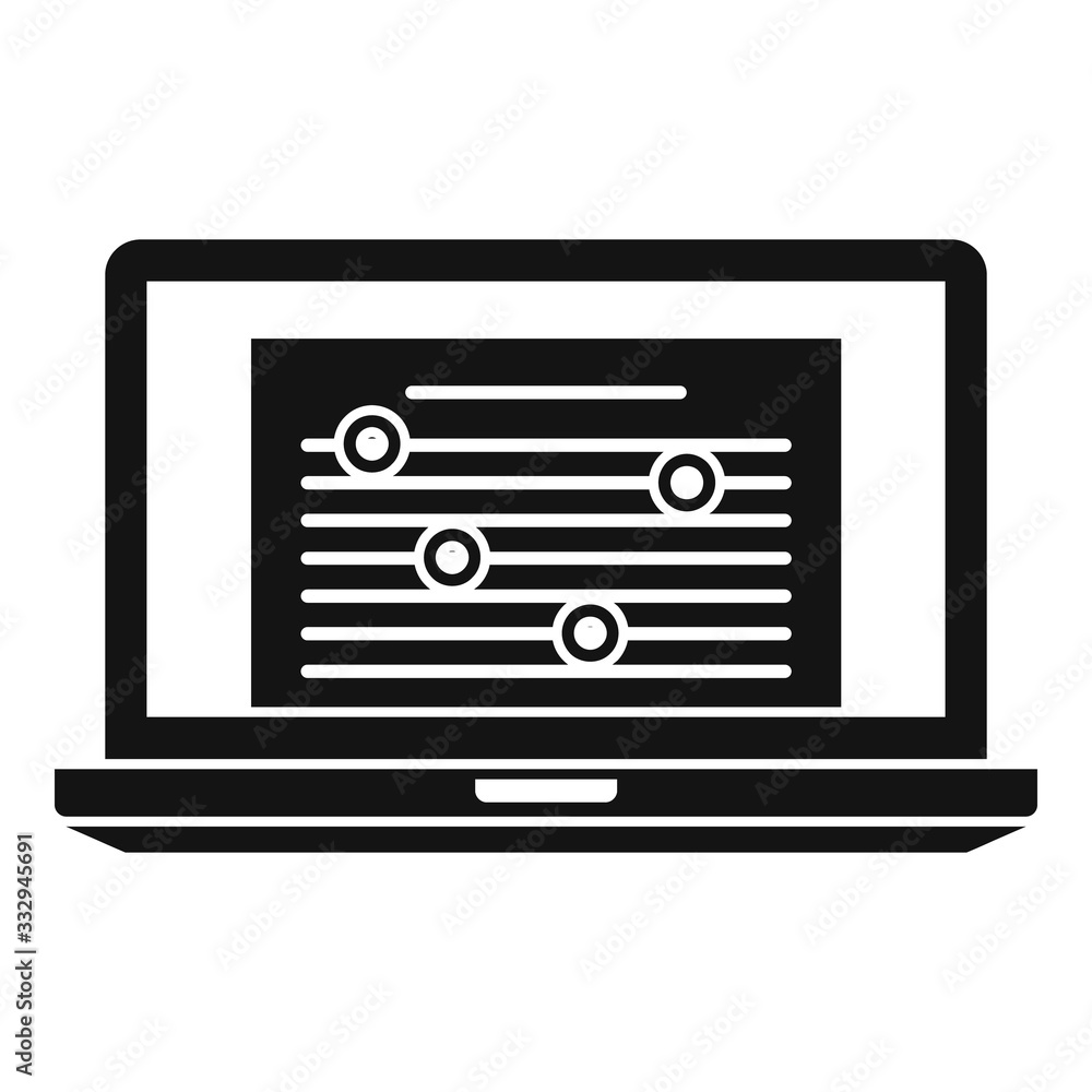 Poster online laptop editor icon. simple illustration of online laptop editor vector icon for web design is