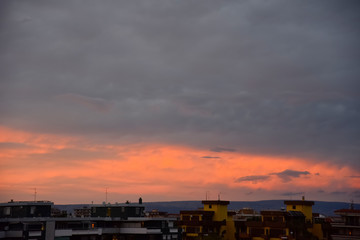 Fototapeta premium Orange Cloudy Sky at Sunset