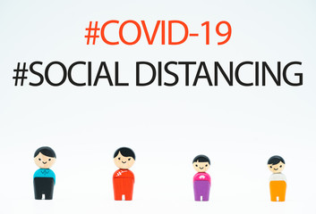 Covid-19 Coronavirus symptom pandemic.Keep social distancing.Asian family father mother kids.infection control Preventive measures.Steps to protect yourself. Keep the 2 meter distance.