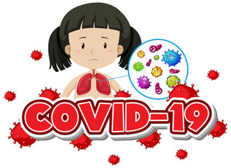 Covid 19 sign template with girl and bad lungs