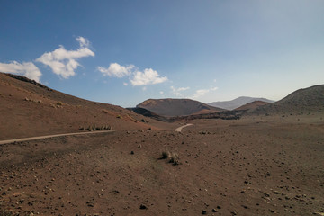 Driveway of Timanfaya National Park on island Lanzarote