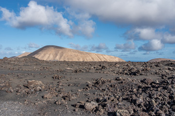 Volcanic landscape of Timanfaya National Park on island Lanzarote