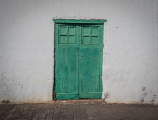 The old wooden door in city Teguise, Lanzarote