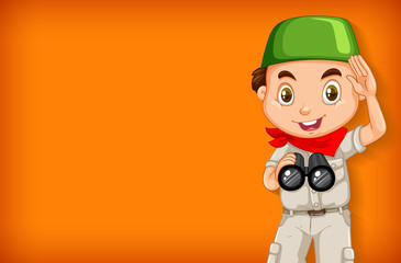 Background template with plain color wall and happy boy