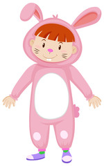 Obraz na płótnie Canvas Cute kid in bunny costume in pink
