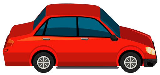 One red car on white background