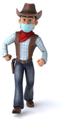 3D illustration of a cartoon character with a mask