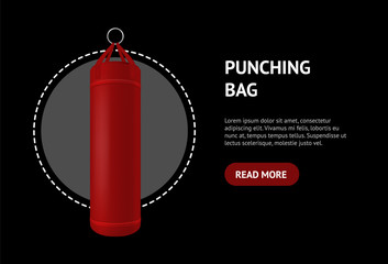 Fototapeta premium Realistic 3d Detailed Punching Bag Card. Vector