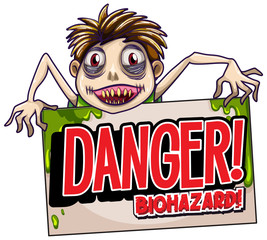 Font design for word danger with scary zombie