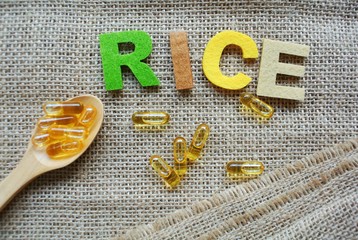 Rice bran oil capsules containing gamma oryzanol, concentrated 6 times more antioxidant than...