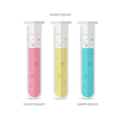 Colorful test tubes on white backgroud. Vector illustration.