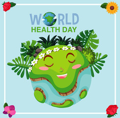 Fototapeta premium Poster design for mother earth day with big smile on earth