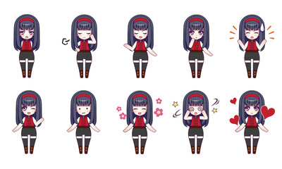 Girls character illustration set