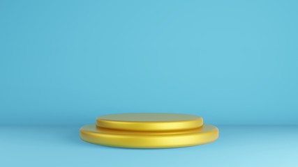 golden stage on vintage blue background for present product