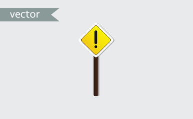 Danger sign vector icon. Attention caution illustration on white background.