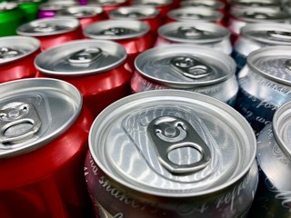 aluminum cans of drink