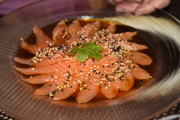 Japanese Sushi Food With Salmon in the Plate