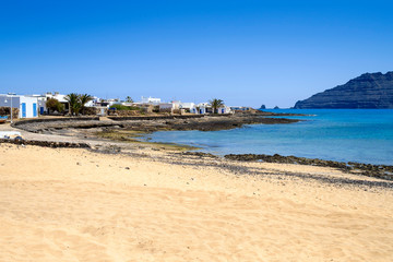 View of caleta de sebo coastline in la graciosa, canary islands