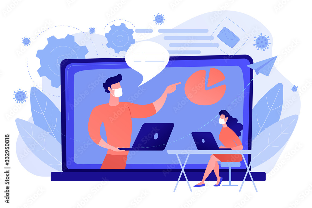 Canvas Prints student with laptop and lector at the lcd screen. webinar, web seminars, webcasts, and peer-level we