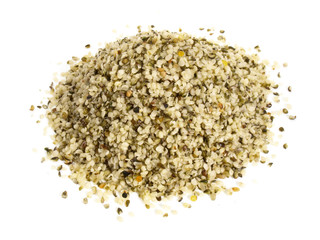 Shelled Hemp Seeds isolated on white Background