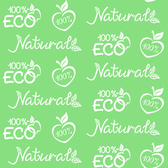 ECO, natural background. Vector seamless pattern for natural product, eco friendly handmade product, farm market, food market, natural product packaging. ECO, Bio, organic, natural products concept