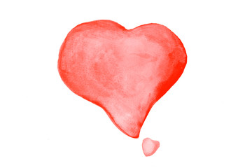 Abstract paint red heart watercolor background.