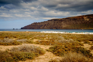 view of caleta de sebo in the coastline of la graciosa, canary islands