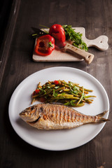 grilled dorada fish with steamed green beans