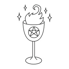 Black line art. Digital draw. Sparkles. Magical witchcraft. Transparent icon, isolated on white background. Vector EPS 10.