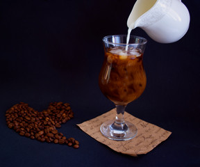 iced coffee with ice and milk
