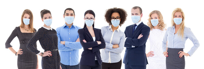 pandemic, health care, business and office work concept - large set of business people portraits in...