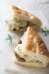 Homemade Hot Turkey Burger Sandwich with Cheese